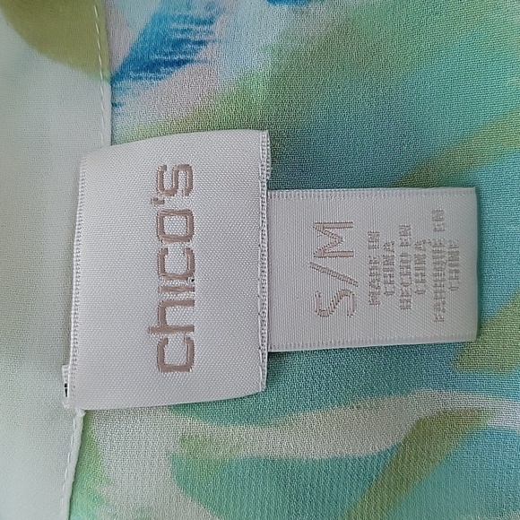 Chico's Blue Green Sheer Open Front Kimono Coverup Size S/M - Picture 7 of 7